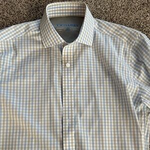 Twillory Men's Blue and White Checkered Dress Shirt